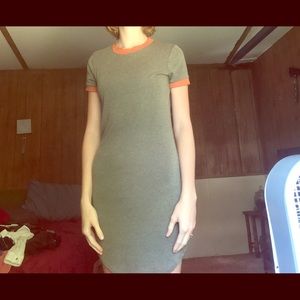 Olive and orange form fitting dress